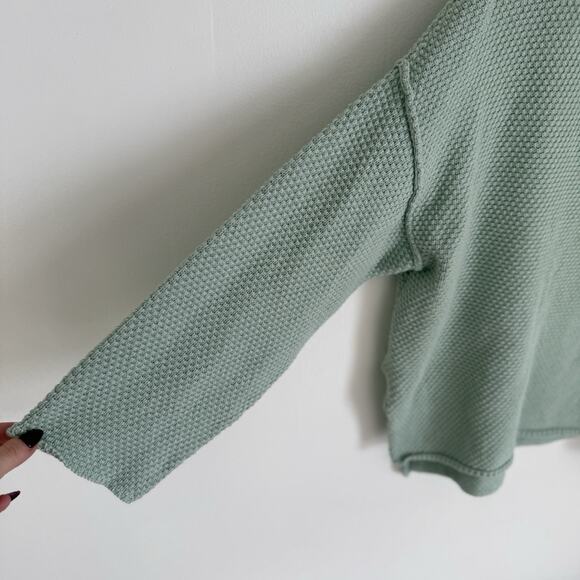 Free People Beach Hailee Sweater Womens XS Sage Green Henley Oversized Slouchy - Picture 2 of 10